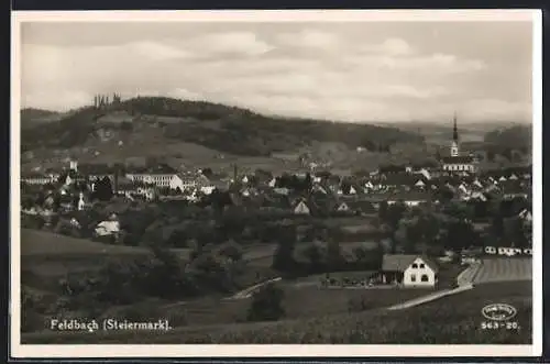 AK Feldbach, Panoramablick auf den Ort