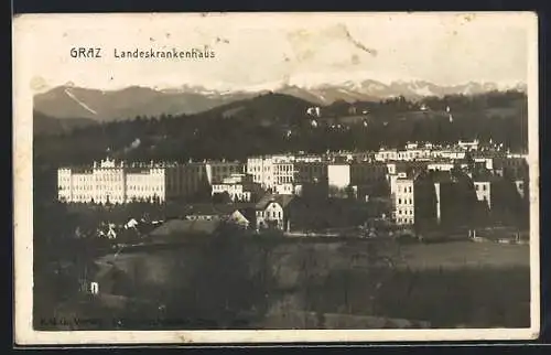 AK Graz, Landeskrankenhaus mit Alpenblick aus der Vogelschau
