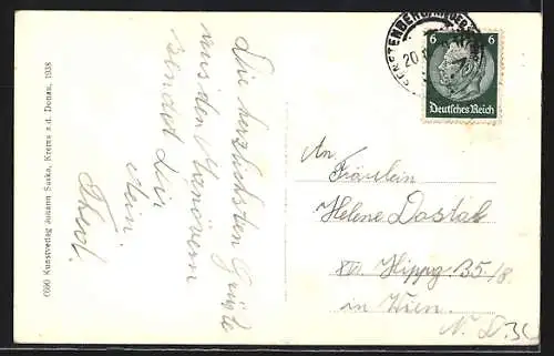 AK Senftenberg im Kremstale, Ortsansicht mit Burgruine