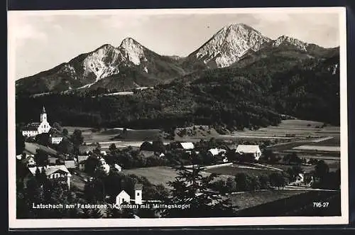 AK Latschach am Faakersee, Ortsansicht mit Mittagskogel
