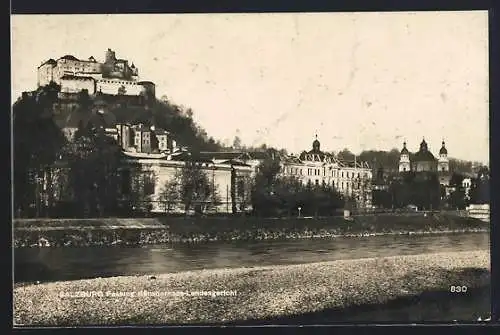 AK Salzburg, Festung, Künstlerhaus u. Landesgericht, Panorama