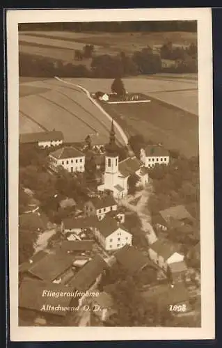 AK Altschwendt, Fliegeraufnahme mit Kirche