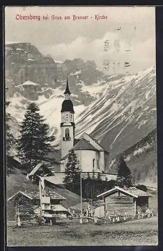 AK Obernberg bei Gries am Brenner, Partie an der Kirche