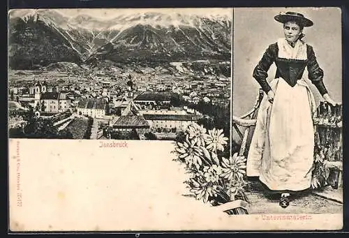 AK Innsbruck, Teilansicht mit Strassenpartie, Unterinntalerin