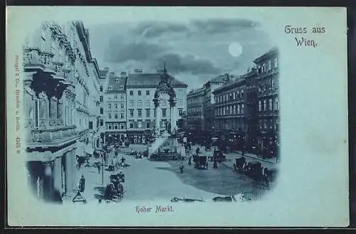 Mondschein-AK Wien, Hoher Markt mit Brunnen