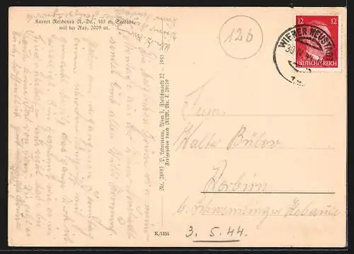 AK Reichenau /N.-Do., Teilansicht mit der Rax und Strassenpartie