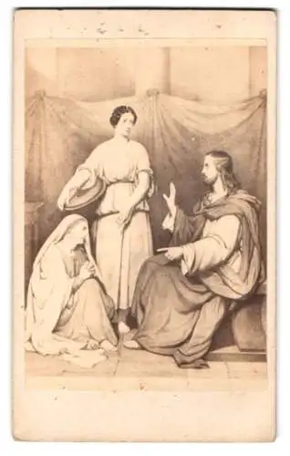 Fotografie unbekannter Fotograf und Ort, Gemälde: Christus, Martha und Maria, nach Aug. Scheffer