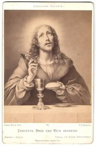 Fotografie Hanns Hanfstaengl, Dresden, Gemälde: Christus, Brod und Wein segnend, nach Carlo Dolce