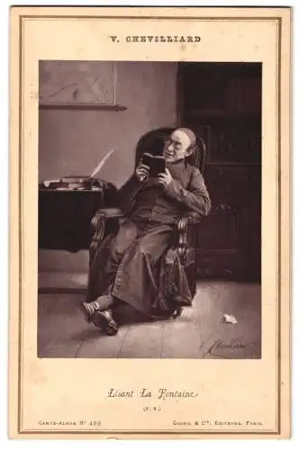 Fotografie Goupil et Cie., Paris, Gemälde: Lisant La Fontaine, nach V. Chevilliard