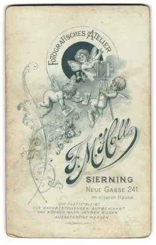 Fotografie F.M. Holl, Sierning, Neue Gasse 241, kleine Feen mit Plattenkamera und Fotografien