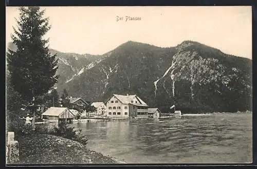 AK Breitenwang, Ortspartie mit Hotel Forelle am Plansee