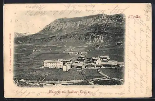 AK Hintertux /Zillerthal, Teilansicht mit Gasthaus Kirchler