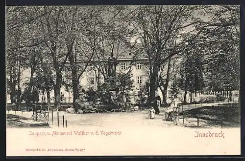 AK Innsbruck, Innpark und Monument Walther von der Vogelweide