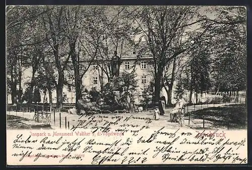 AK Innsbruck, Innpark und Monument Walther von der Vogelweide