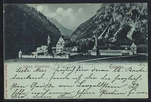 Mondschein-AK Eisenerz, Schloss Leopoldstein