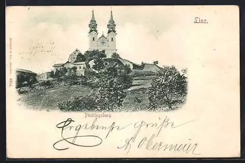 AK Linz, Pöstlingsberg mit Kirche