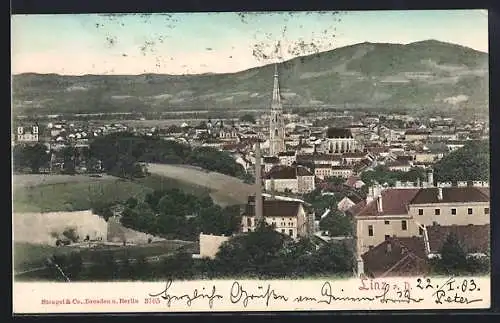AK Linz a. D., Teilansicht mit Kirche