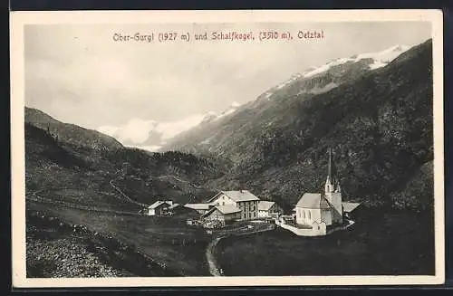 AK Ober-Gurgl, Ortsansicht aus der Vogelschau