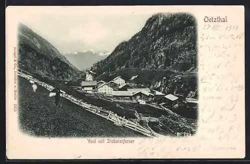 AK Vent, im Oetzthal, Blick zum Stubaiferner
