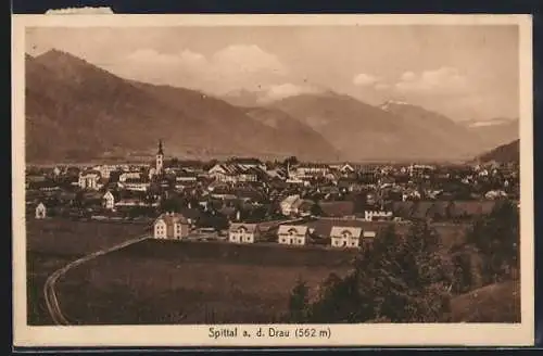 AK Spittal a. d. Drau, Ortsansicht aus der Ferne