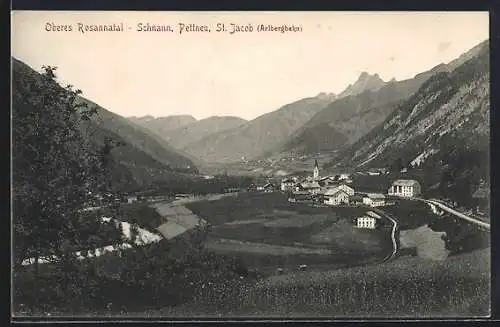 AK Pettneu am Arlberg, Oberes Rosannatal mit Pettneu, Schnann und St. Jacob