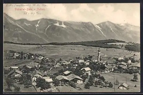 AK Natters, Blick auf das Dorf und die Alpen