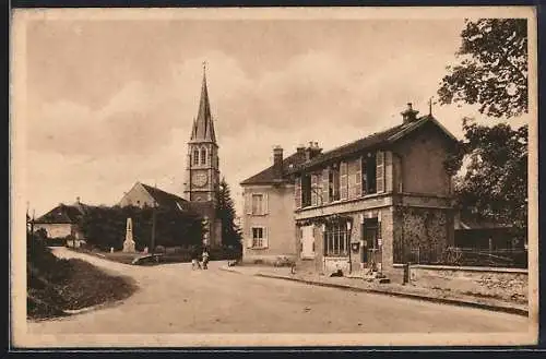 AK Magny /Yonne, La Place avec l`église et les maisons environnantes
