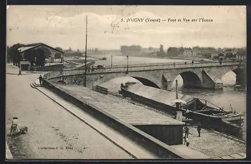AK Joigny /Yonne, Pont et Vue sur l`Yonne