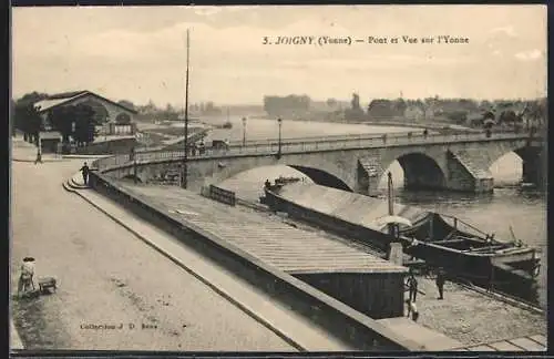 AK Joigny /Yonne, Pont et Vue sur l`Yonne