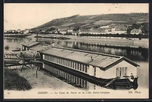 AK Joigny, Le Quai de Paris et la Côte Saint-Jacques