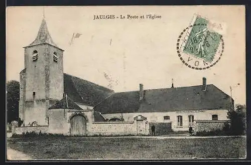 AK Jaulges, La Poste et l`Église