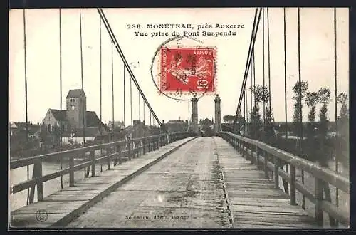 AK Monéteau /Auxerre, Vue prise du Pont Suspendu