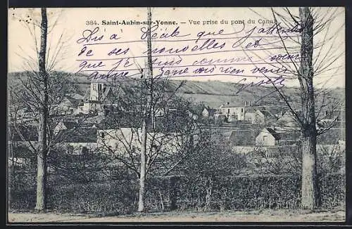 AK Saint-Aubin-sur-Yonne, Vue prise du pont du Canal