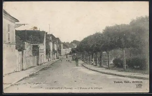 AK Vincelotte /Yonne, L`Yonne et le village
