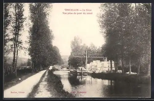 AK Vincelles, La Grue, vue prise du pont du canal