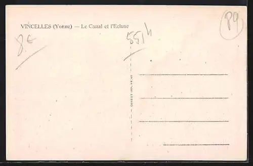 AK Vincelles /Yonne, Le Canal et l`Écluse