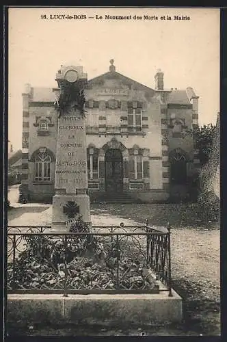 AK Lucy-le-Bois, Le Monument des Morts et la Mairie