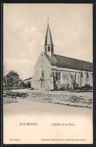 AK Les Bordes, L`Église et la Place