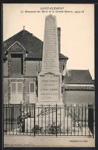 AK Saint-Clément, Le Monument des Morts de la Grande Guerre, 1914-18