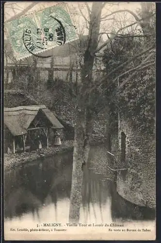 AK Maligny, Vieille Tour et Lavoir du Château