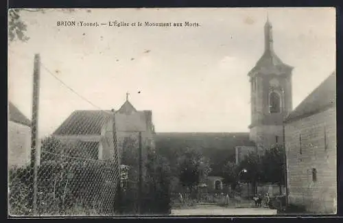 AK Brion /Yonne, L`Église et le Monument aux Morts