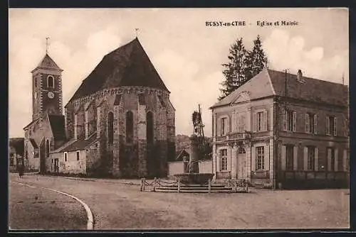 AK Bussy-en-Othe, Église et Mairie