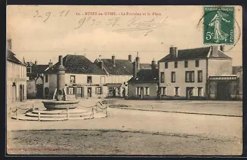 AK Bussy-en-Othe, La Fontaine et la Place
