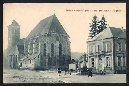 AK Bussy-en-Othe, La Mairie et l`Église