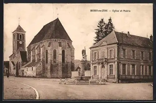 AK Bussy-en-Othe, Église et Mairie