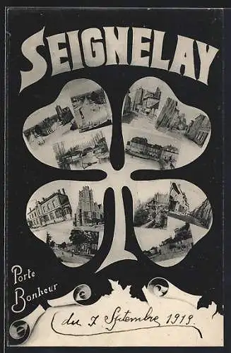 AK Seignelay, Porte Bonheur avec vues multiples du village