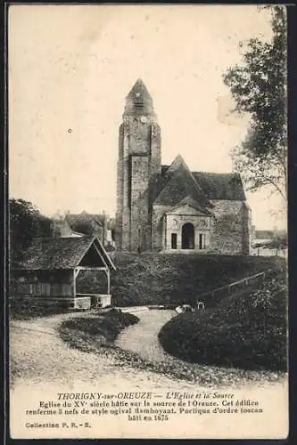 AK Thorigny-sur-Oreuze, L`Église et la Source