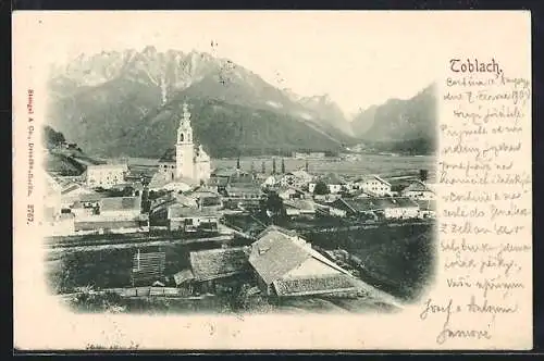 AK Toblach / Dobbiaco, Gesamtansicht aus der Vogelschau