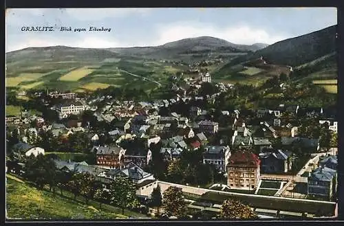 AK Graslitz, Ortsansicht gegen den Eibenberg