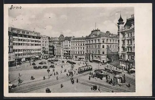 AK Brünn, Strassenbahn auf dem Viktoria-Platz